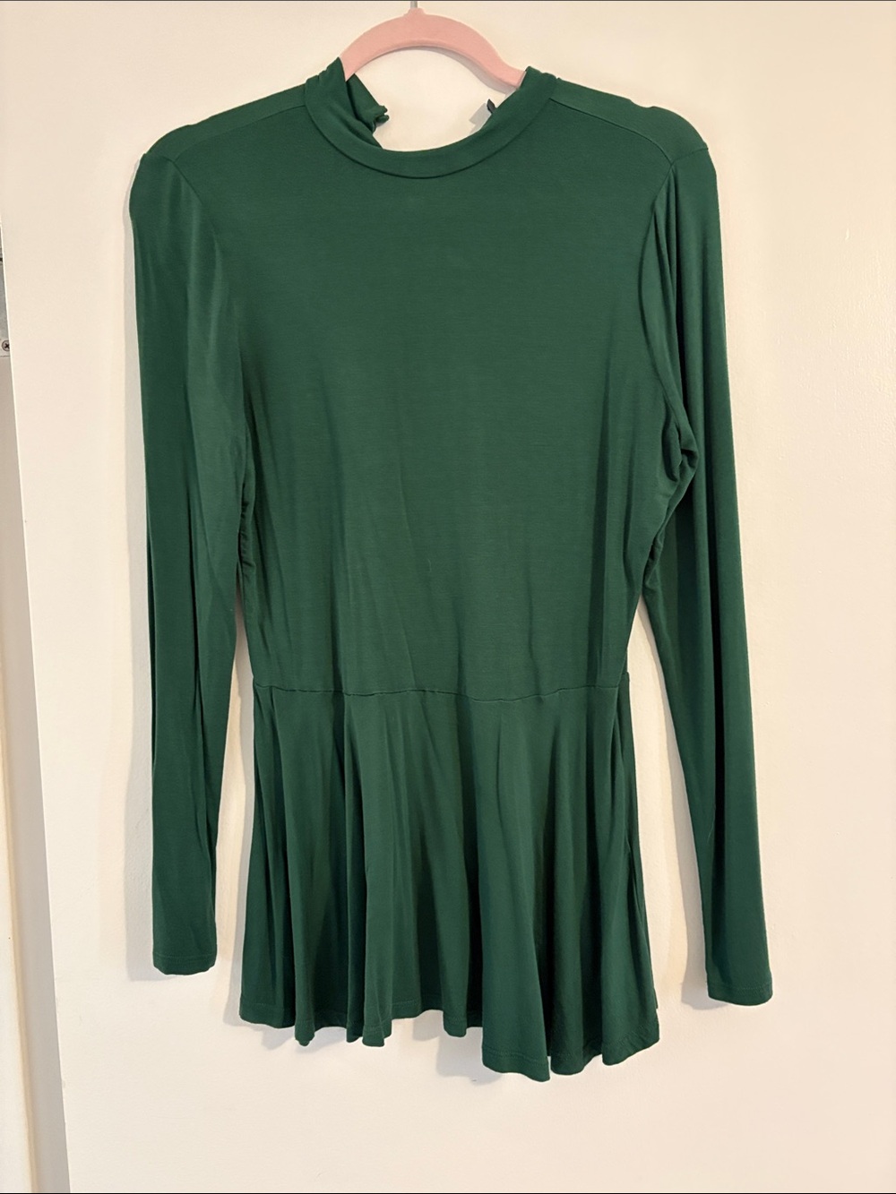 MODCLOTH MEDIUM Long Sleeve Peplum Top in Forest Green